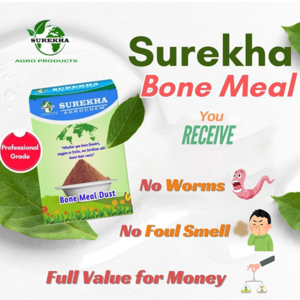 Surekha Organic Bone Meal Fertilizer - Slow-Release Phosphorus & Calcium | Calcium For Plants | Bone Meal Powder| Bio Fertilizer For Plants