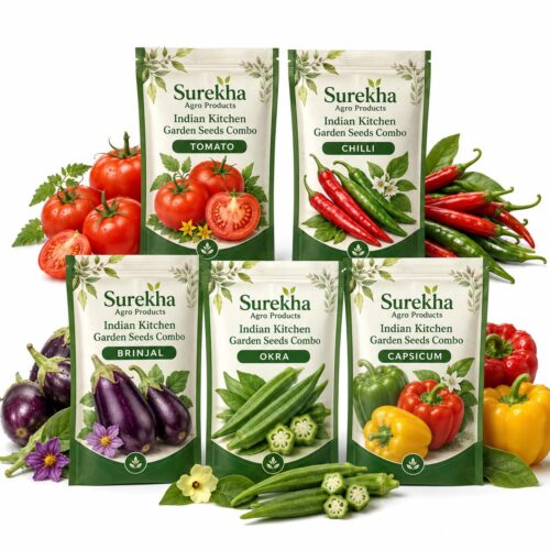 Surekha Agro Indian Kitchen Garden 5 Vegetable Seeds Combo - Image 1 Surekha Agro Indian Kitchen Garden 5 Vegetable Seeds Combo - Image 1