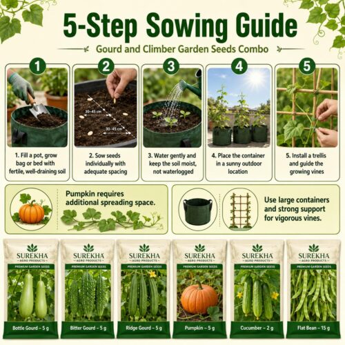 Surekha Agro Gourd and Climber Vegetable Seeds Combo – 6 Varieties - Image 6