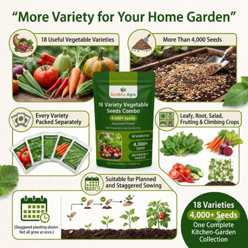 Surekha Agro 18 Variety Vegetable Seeds Combo – 5000+ Seeds - Image 4